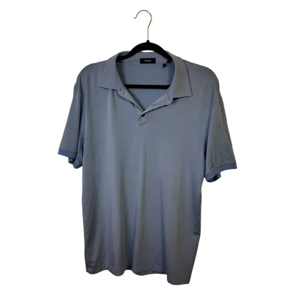 Theory Men's Light Blue Polo Shirt Size L